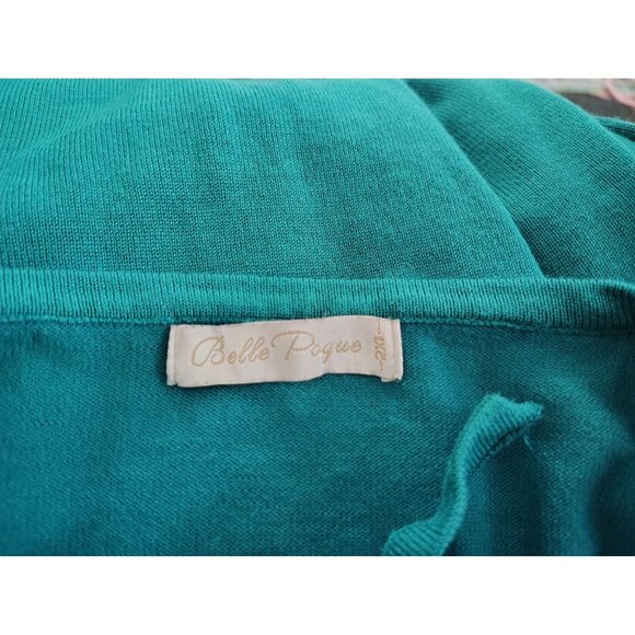 Belle Poque 2XL Teal Blue Sweater Toucan Bird Applique, Keyhole Neck, Retro READ - Picture 4 of 5